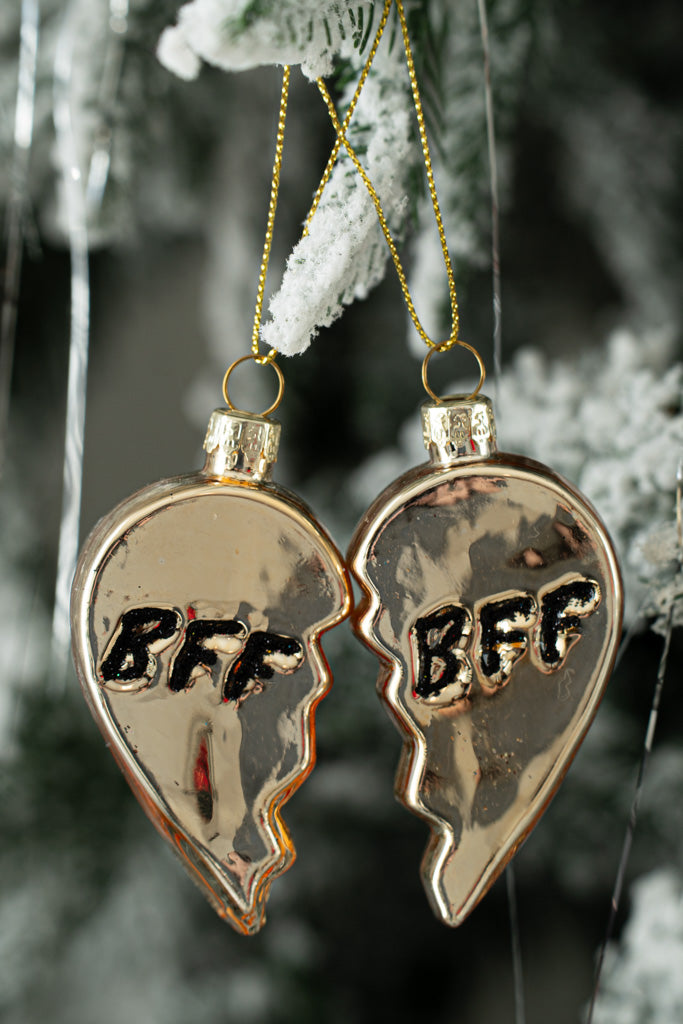 BFF HEART-GOLD SET/2 Ornament